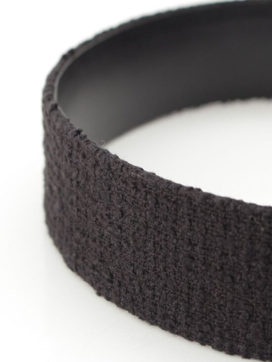 Chanel Tweed Logo Square Buckle Belt Black